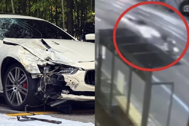 2024년 9월 24일 새벽 광주 서구 화정동의 한 도로에서 마세라티 운전자 A씨가 낸 뺑소니 사고로 20대 연인이 사망하거나 다쳤다. (사진=연합뉴스, SBS 화면 캡처)