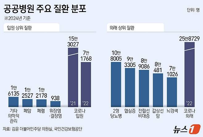 공공병원 주요 질환별 분포 ⓒ News1 김지영 디자이너