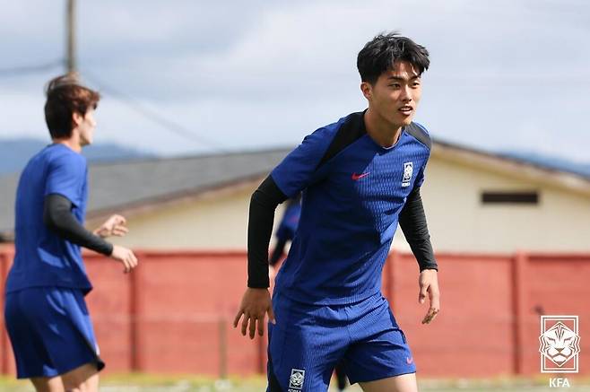 한국 축구대표팀 공격수 김명준. /사진=KFA