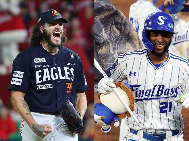 한화 폰세(사진 왼쪽)와 삼성의 디아즈. 연합뉴스