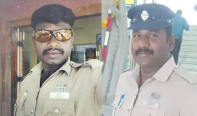 (순찰 임무를 하고 있던 인도 경찰관 D 수레쉬라즈와 P 순다르. NDTV 갈무리)