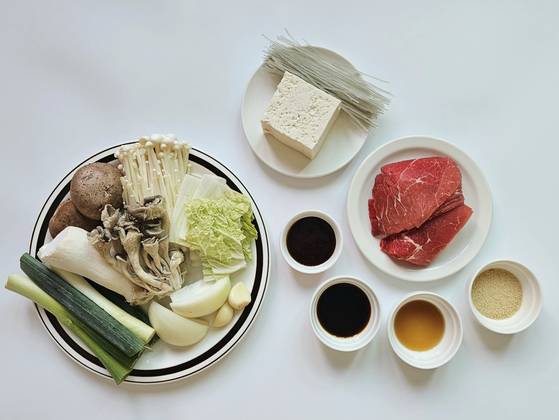 불고기 전골 재료. 사진 신혜원