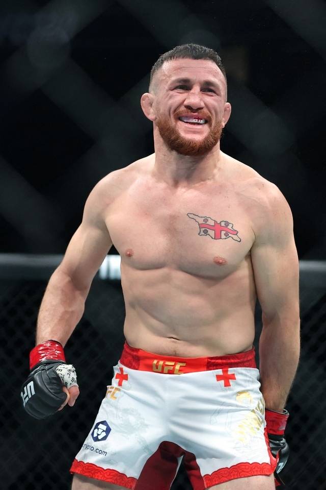 UFC 역사상 첫 테이크다운 100회 고지에 오른 메랍 드발리쉬빌리. 그는 ‘샌드맨’ 코리 샌드헤이건을 ‘샌드백’으로 만들었다. 사진=AFP=연합뉴스