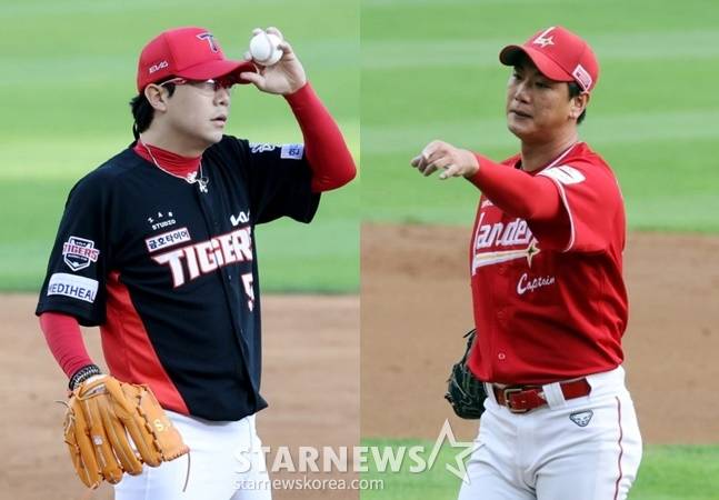 KIA 양현종(왼쪽)과 SSG 김광현. /사진=김진경 대기자, 강영조 선임기자