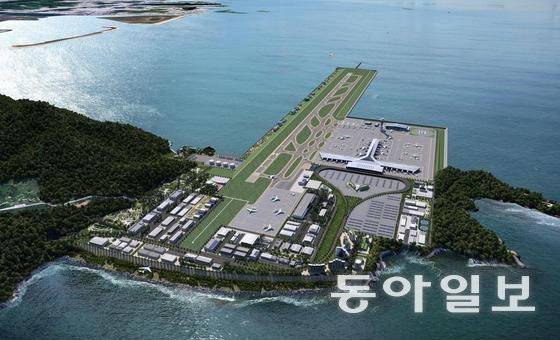 공항 수용능력 초과와 안전상 이유로 김해공항 대신 지어야 한다고 지역에서 주장하고 있는 가덕도 신공항 조감도. 동아일보DB
