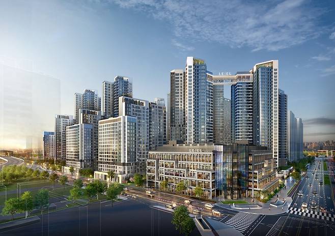 지난달 1일 진행된 1순위 청약에서 평균 경쟁률 631.6대 1을 기록한 서울 송파구 신천동 '잠실 르엘'의 투시도. 롯데건설 제공