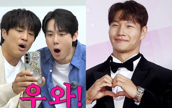 배우 차태현이 절친 김종국의 결혼식에서 찍은 사진을 공개했다. 유튜브 채널 ‘뜬뜬’ 캡처, 연합뉴스
