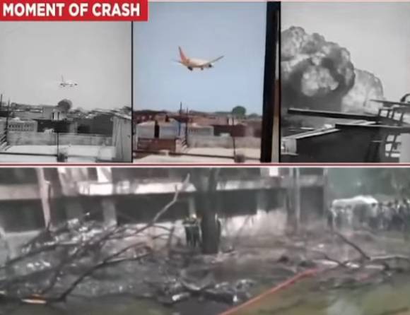 지난해 6월 발생한 에어인디아 여객기 추락 당시 뉴스 영상 [사진=인디아튜데이 유튜브 캡쳐]