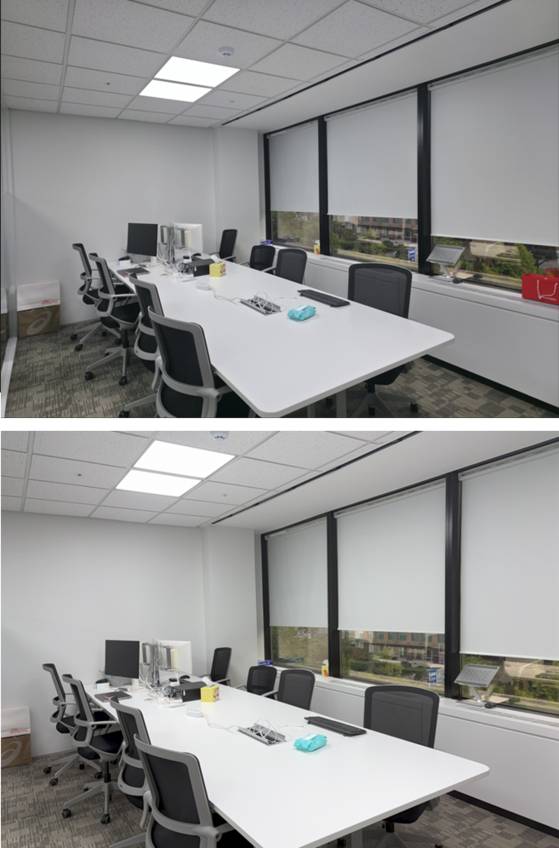 갤럭시 S25 엣지(위)와 아이폰 에어(아래)로 찍은 좁은 실내 사진. 심서현 기자