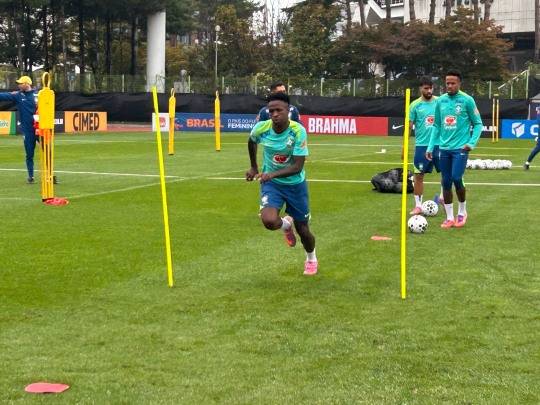 고양종합운동장 보조구장에서 훈련에 나선 브라질 선수들. 사진[연합뉴스]