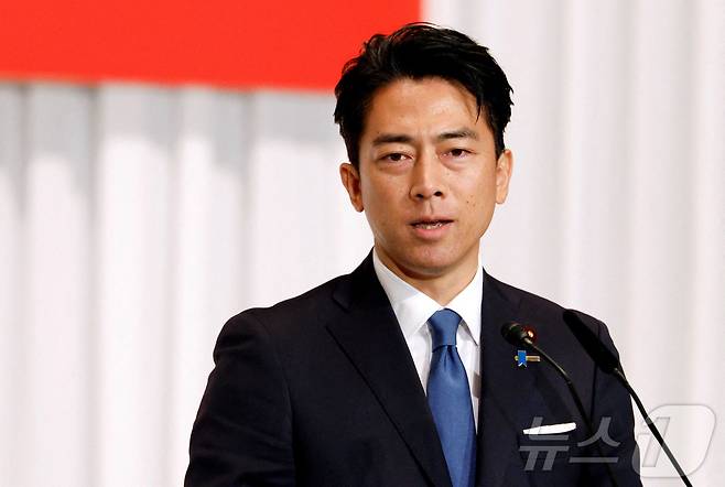 고이즈미 신지로 일본 농림수산상이 도쿄에서 열린 자민당 총재선거 후보 연설회에 참석해 발언하고 있다. 2025.09.22 ⓒ 로이터=뉴스1 ⓒ News1 김지완 기자