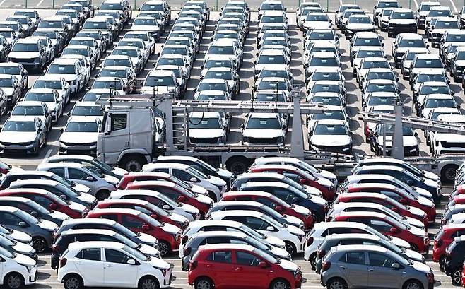 지난 1일 경기 평택항 자동차 전용부두에 수출용 차량이 세워져 있다.ⓒ뉴시스