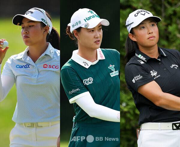 2025년 미국여자프로골프(LPGA) 투어 '아시안 스윙' 뷰익 LPGA 상하이 골프대회에 출전하는 세계랭킹 1위 지노 티띠꾼, 그리고 이민지 프로, 인뤄닝. 사진제공=ⓒAFPBBNews = News1 (사진을 무단으로 사용하지 마십시오.)