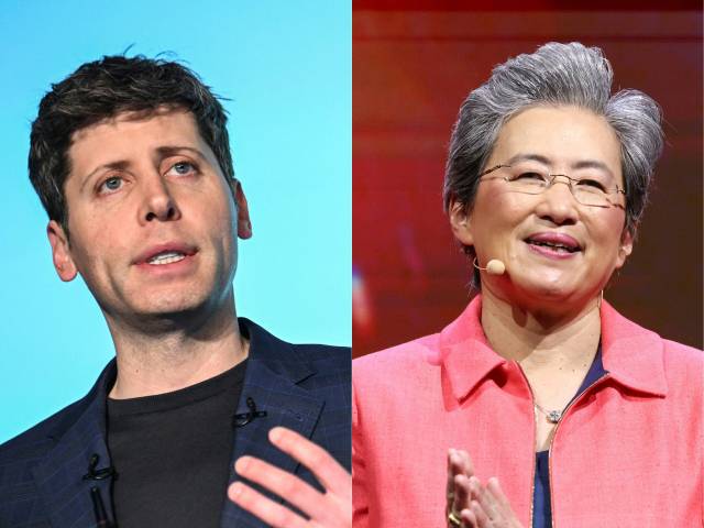 샘 올트먼(왼쪽) 오픈AI 최고경영자(CEO)와 리사 수 AMD CEO. AFP연합뉴스