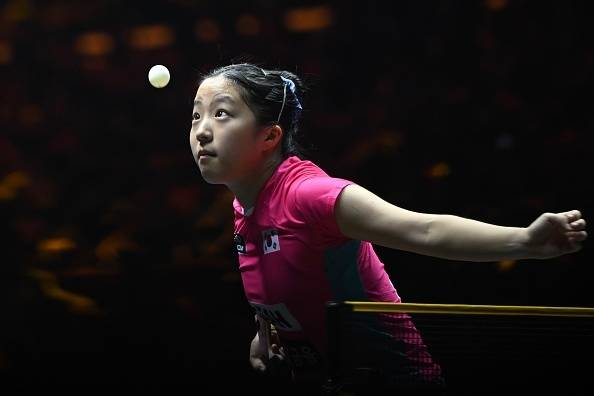 신유빈이 4일 WTT 중국 스매시 준결승전을 치르고 있다. 게티이미지