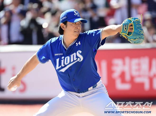 21일 수원 케이티위즈파크에서 열린 KT와 삼성의 경기. 선발 투구하고 있는 삼성 양창섭. 수원=송정헌 기자songs@sportschosun.com/2025.09.21/