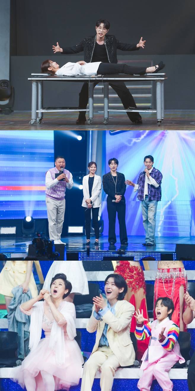 TV CHOSUN 추석특집 기인열전 '천만트롯쇼' 2회에서 '미스터트롯2' 진(眞) 안성훈이 월드클래스 마술사 최현우와 손잡고 '마술 트롯'이라는 이색적인 무대를 선보였다. 안성훈은 '미스트롯3' 선(善) 배아현과 함께 인체 절단 마술에 도전하여 현장의 모든 사람을 충격에 빠뜨렸다. MC 강호동은 "언빌리버블!"을 외쳤고, '미스터트롯' 3대 진 김용빈은 긴장감 넘쳤던 무대 분위기를 전했다. 트로트와 기예의 만남이라는 독특한 콘셉트로 화제를 모으고 있는 '천만트롯쇼'는 오늘(9일) 밤 10시에 방송된다.