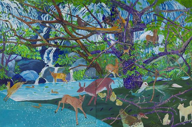 '고래 나무 물사슴', 2025, 캔버스에 유채.  학고재