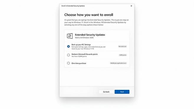 ESU(확장 보안 업데이트) 등록 마법사 / 사진제공=마이크로소프트