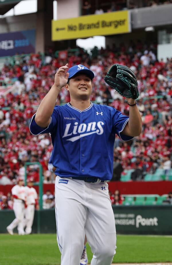 최원태는 9일 인천에서 열린 SSG 상대 준PO 1차전에서 6이닝 무실점으로 포스트시즌 첫 승리를 기록했다. (사진=삼성)