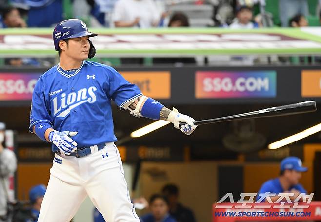 9일 인천SSG랜더스필드에서 열린 SSG와 삼성의 준PO 1차전. 삼성 박병호가 타석에 들어서고 있다. 인천=박재만 기자 pjm@sportschosun.com/2025.10.09/