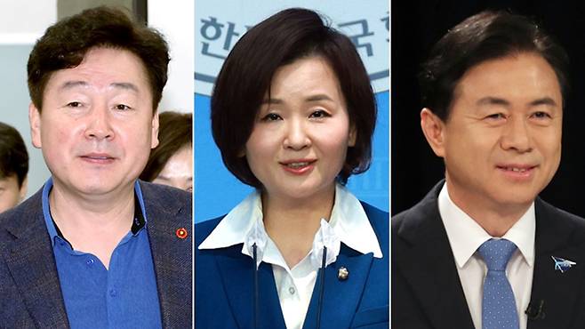 더불어민주당 기동민 전 의원(왼쪽부터)·이수진 의원·김영춘 전 해양수산부 장관