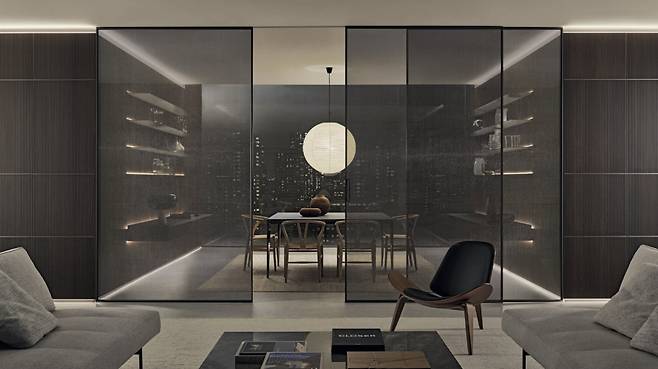 리마데시오의 '발레리아' 시스템. 슬라이딩 도어, 기하학적 구조와 질감이 특징이다./제공=리마데시오