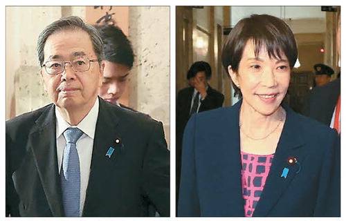 갈라진 日 공명·자민 당수
일본 집권 자민당의 연립 여당인 공명당을 이끄는 사이토 데쓰오 대표(왼쪽)가 10일 일본 도쿄 국회에서 다카이치 사나에 신임 자민당 총재(오른쪽)와의 회동을 위해 이동하고 있다. 1시간30분가량 회담한 이후 그는 정치 헌금 개혁에서 입장 차를 드러내며 연정을 백지화하겠다고 선언했다.  지지통신AFP연합뉴스