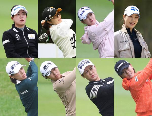 2025년 한국여자프로골프(KLPGA) 투어 신설 대회인 K-푸드 놀부·화미 마스터즈에 출전한 박민지, 안송이, 박현경, 유현주, 박주영, 성유진, 지한솔, 최은우 프로. 사진제공=KLPGA (사진을 무단으로 사용하지 마십시오.)