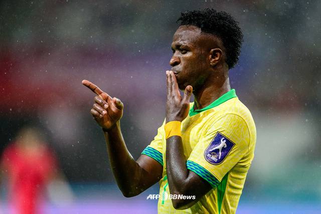 비니시우스 주니오르의 골 세리머니. /AFPBBNews=뉴스1