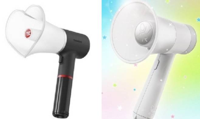 왼쪽은 더보이즈 응원봉, 오른쪽은 QWER 응원봉./ 온라인 커뮤니티