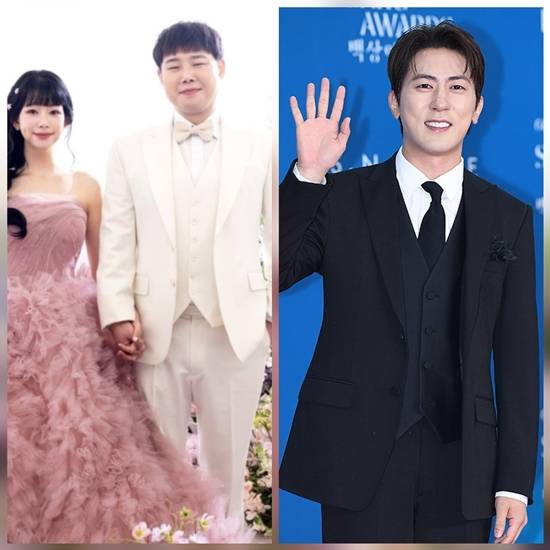 개그맨 윤승현의 결혼식이 개그맨 선후배들의 끈끈한 우정 속에서 훈훈하게 진행된다. 사진=천정환 기자, 윤승현 SNS