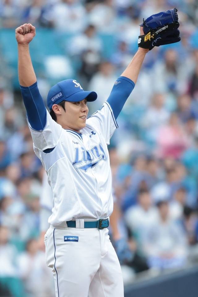 와일드카드 결정전 2차전에서 쾌투한 원태인. 사진=삼성 제공