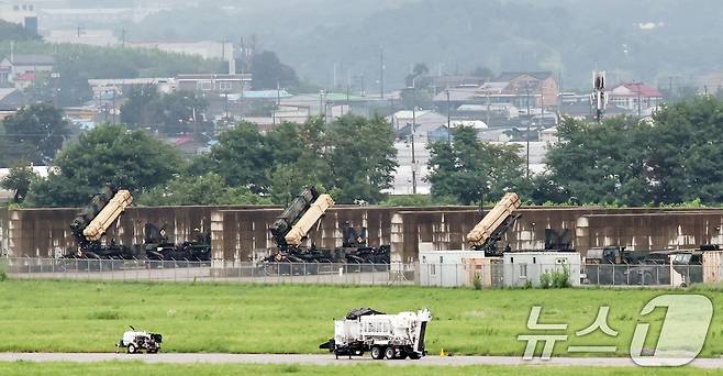경기 평택시 주한미군 오산공군기지에 패트리엇(PAC-3) 미사일이 배치되어 있는 모습. 2025.8.26/뉴스1 ⓒ News1 김영운 기자