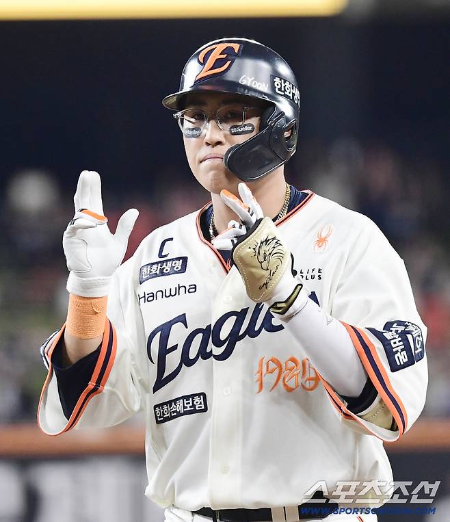 27일 대전 한화생명볼파크에서 열린 KBO리그 한화와 LG의 경기. 6회 2타점 적시타를 날린 한화 채은성. 대전=송정헌 기자songs@sportschosun.com/2025.09.27/