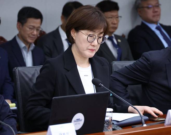 김현지 제1부속실장이 13일 용산 대통령실에서 열린 수석보좌관회의에 참석해 있다.ⓒ연합뉴스