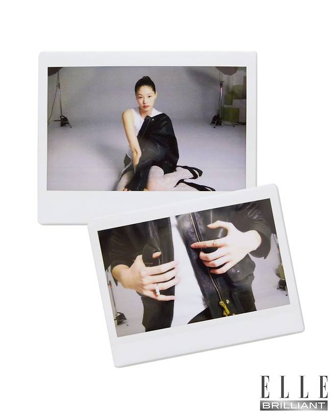 화이트 골드에 아코야 진주와 다아이몬드를 세팅한 ‘밸런스 네오 다이아몬드 파베’ 링은 가격 미정 TASAKI. 핑크 골드에 다이아몬드를 세팅한 ‘세르티 앙베르스’ 링은 1천1백만원대 REPOSSI. 레더 재킷과 스커트, 슈즈는 모두 가격 미정 FERRAGAMO. 이너 톱은 3만4천9백원 H&M. 타이츠는 에디터 소장품.