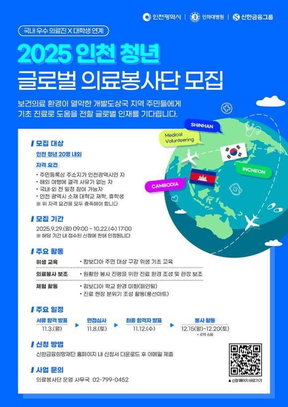 2025 인천 청년 글로벌 의료봉사단 모집 모스터. [사진=인천시]