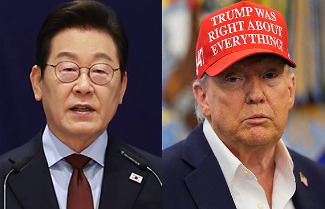 왼쪽부터 이재명 대통령과 도널드 트럼프 미국 대통령. 연합뉴스