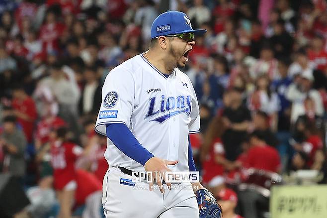 ▲ 7이닝 2피안타 무실점 역투로 팀 승리의 발판을 놓은 삼성 아리엘 후라도 ⓒ곽혜미 기자