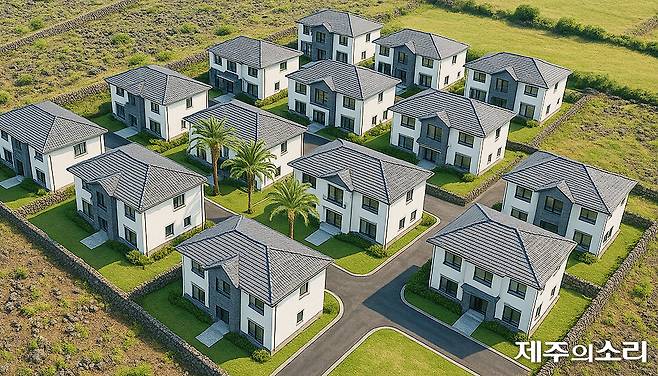 AI로 생성한 제주의 연립형 타운하우스.