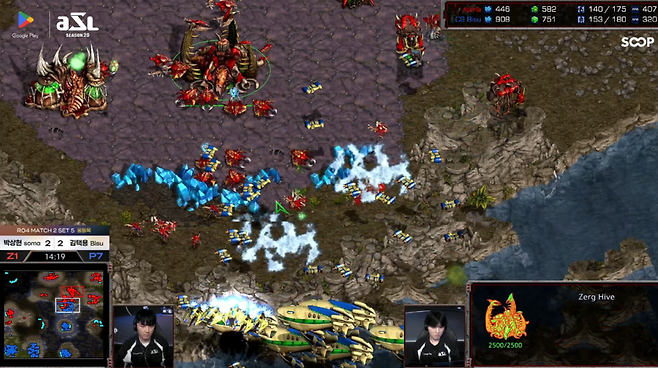 - 빠르게 커세어와 캐리어를 모은 김택용이 박상현의 멀티를 견제하면서 주도권을 잡았다