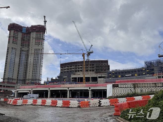 15일 찾은 울산 강동 롯데리조트 공사 현장. 현재까지 공정률 55%를 기록하고 있다. 2025.10.15. ⓒ 뉴스1 김세은 기자