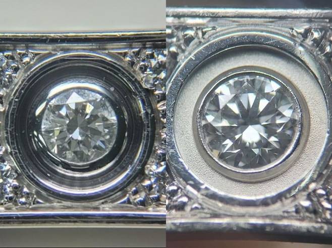 A씨가 온라인 커뮤니티에 공개한 사진. 왼쪽은 정품, 오른쪽은 불량품. 온라인 커뮤니티.