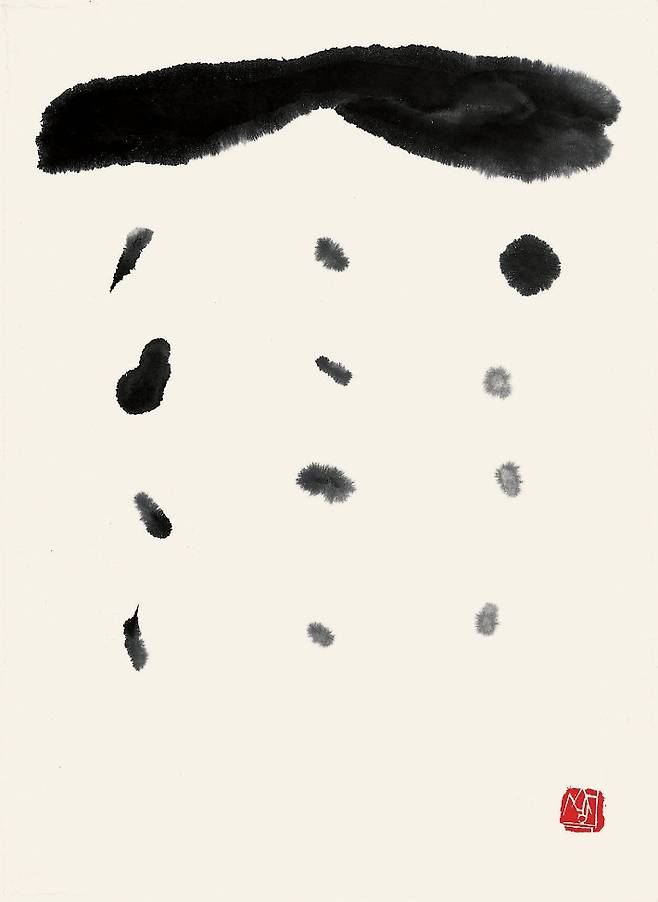 서세옥, '즐거운 비', 종이에 먹, 67.9×49.7cm(1976). 성북구립미술관 제공