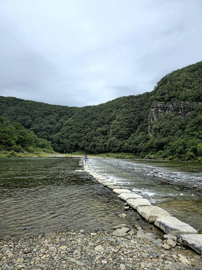 맹개마을 가는 징검다리.&nbsp; 최현태 기자
