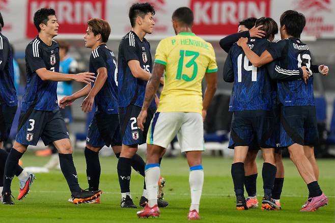 일본 선수들이 브라질을 상대로 첫 승리를 따냈다. 사진=AP 연합뉴스