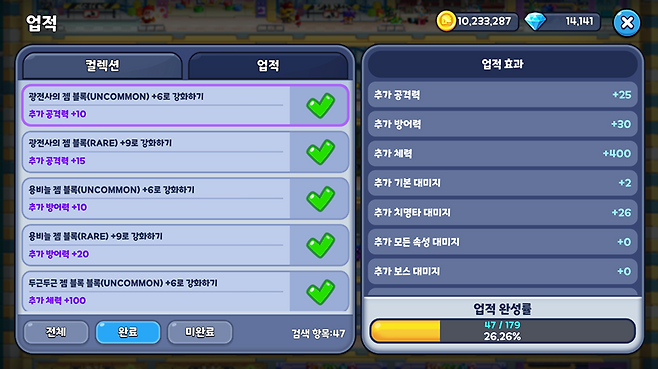 ▲ 달성 난도는 낮지만 직접 노리지 않으면 달성하기 어려운 업적들