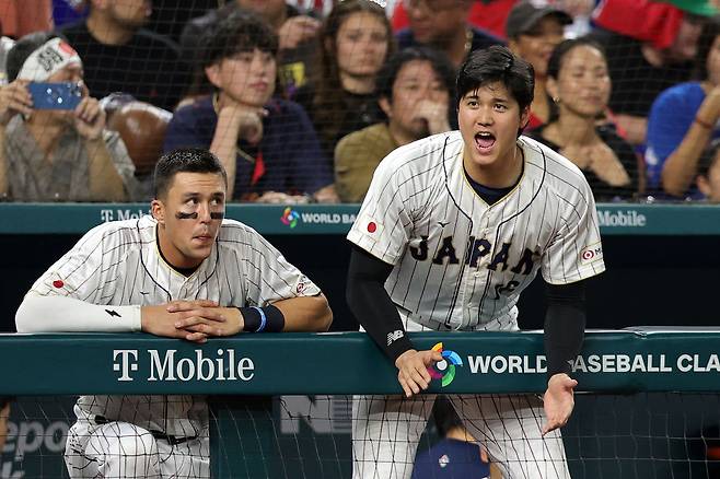 2023 WBC에서 일본 대표팀 소속으로 오타니와 함께 응원 중인 눗바. Getty Images코리아