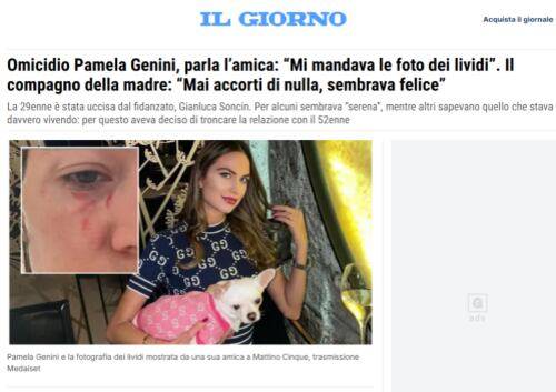 파넬라 제니니가 생전 남자친구에게 폭행당했다며 친구에게 보낸 사진. /일 조르노